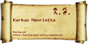 Karkus Henrietta névjegykártya